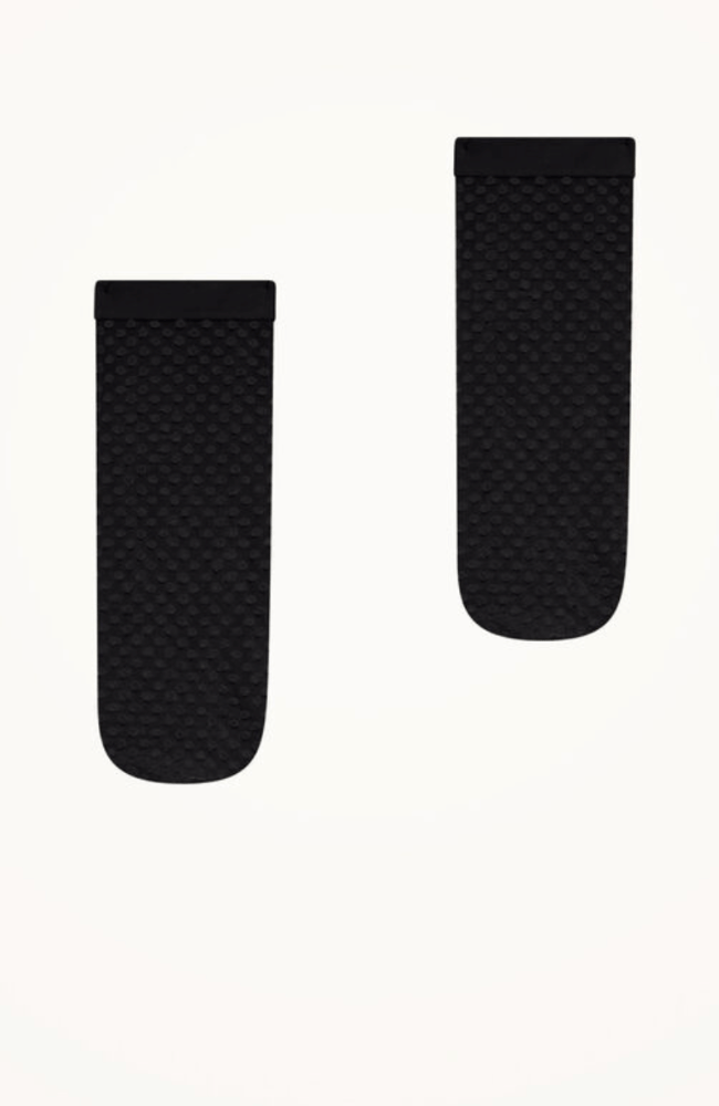 SATIN TOUCH DOTS SOCKS BLACK-WOLFORD-FLOW by nicole