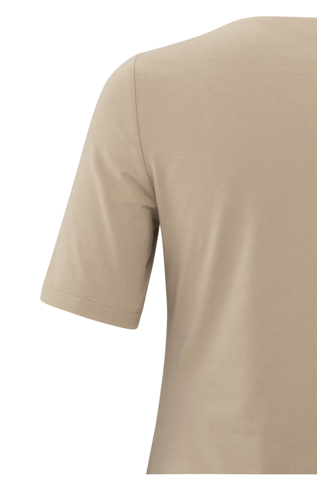 SHORT SLEEVE DOUBLE LAYER T-SHIRT SQUARE NECKLINE HUMUS BEIDGE-YAYA-FLOW by nicole