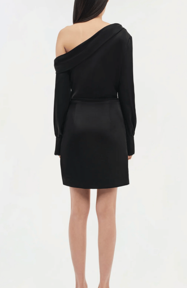 SIGNATURE CAMERON ONE SHOULDER DRESS in BLACK-SIMKHAI-FLOW by nicole