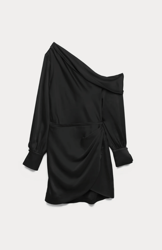 SIGNATURE CAMERON ONE SHOULDER DRESS in BLACK-SIMKHAI-FLOW by nicole