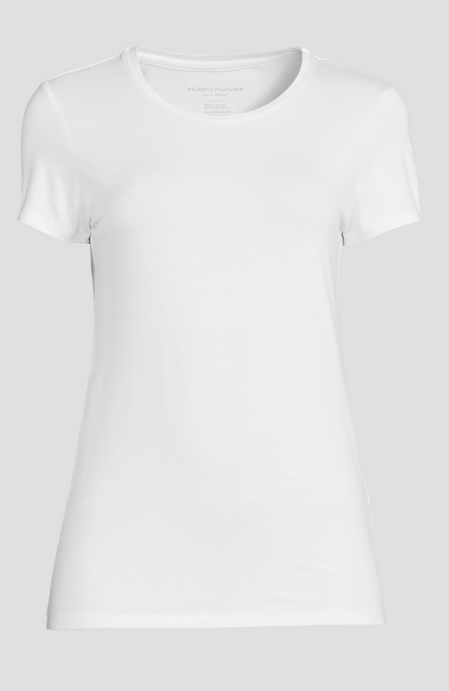 SOFT TOUCH CREWNECK WHITE TEE-MAJESTIC FILATURES-FLOW by nicole