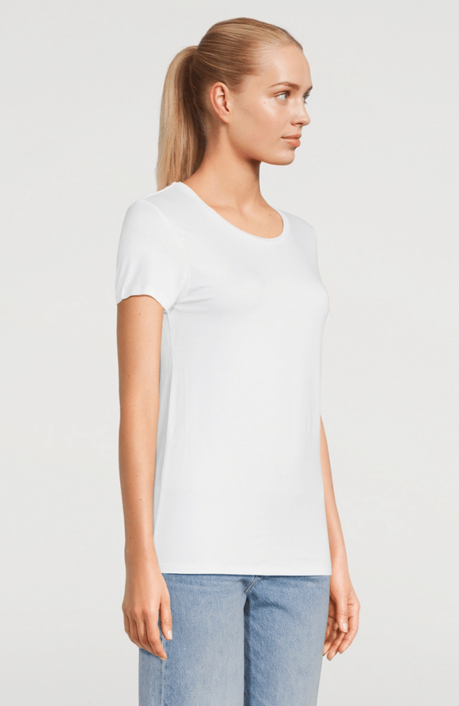 SOFT TOUCH CREWNECK WHITE TEE-MAJESTIC FILATURES-FLOW by nicole