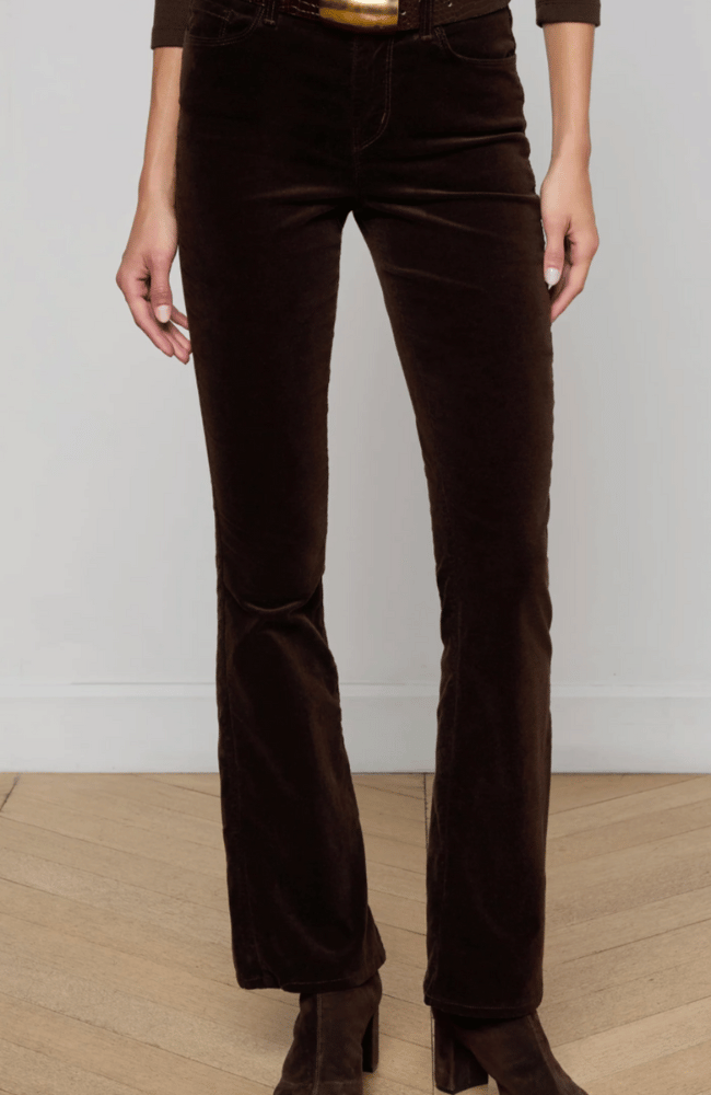 STEVIE STRAIGHT VELVET JEAN in COFFEE BEAN-L'AGENCE-FLOW by nicole
