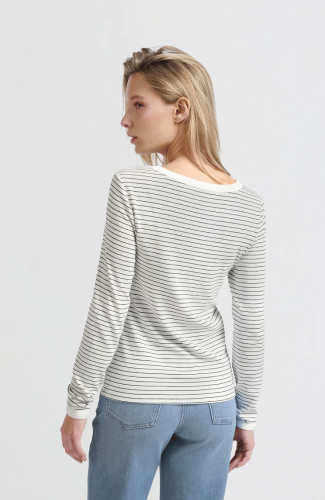 STRIPED LONG SLEEVE TOP-YAYA-FLOW by nicole