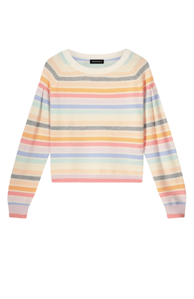 STRIPED ORGANIC CASHMERE - MANGO-REPEAT-FLOW by nicole
