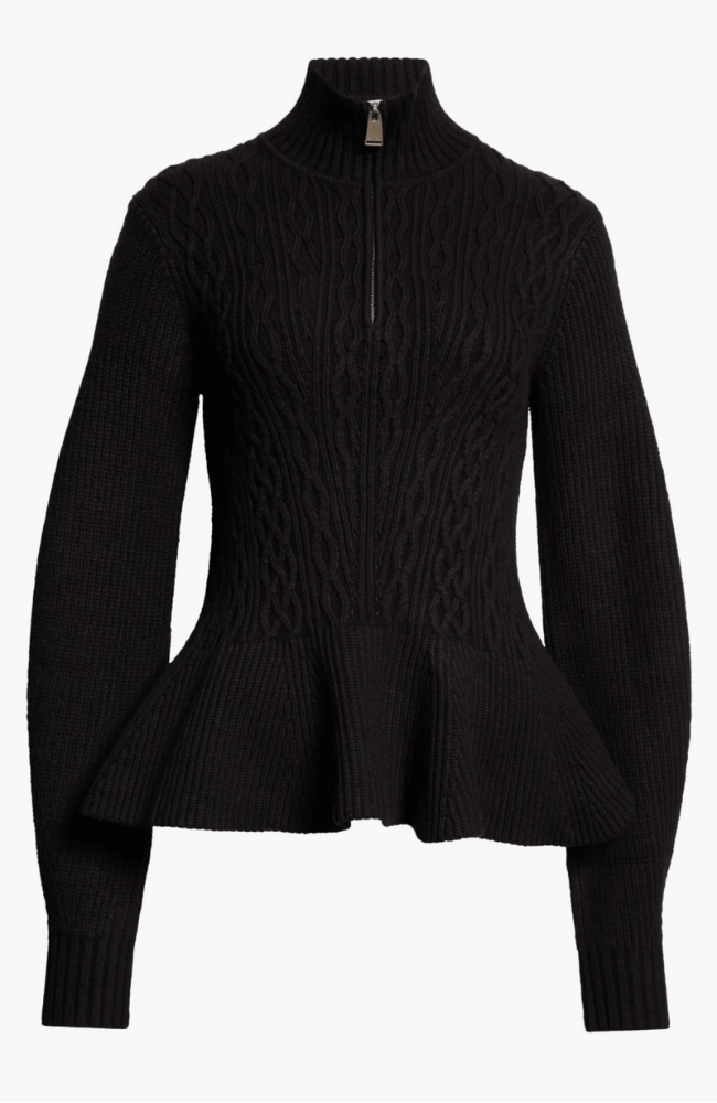 SUSANNA PEPLUM POLO KNIT in BLACK-SIMKHAI-FLOW by nicole