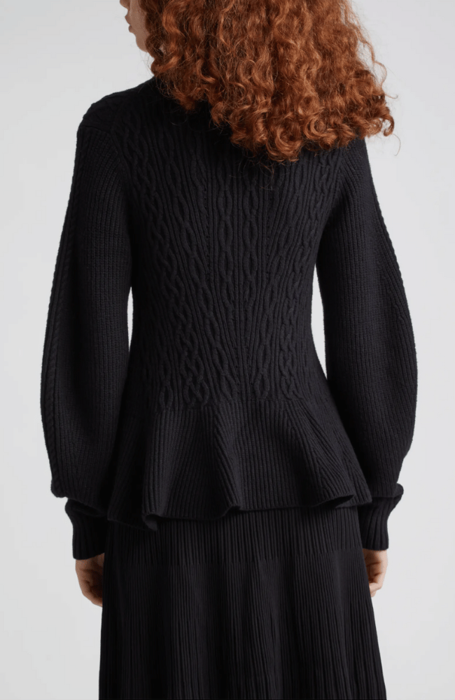 SUSANNA PEPLUM POLO KNIT in BLACK-SIMKHAI-FLOW by nicole