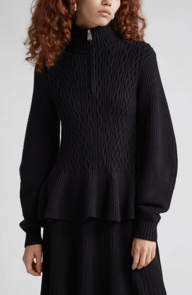 SUSANNA PEPLUM POLO KNIT in BLACK-SIMKHAI-FLOW by nicole
