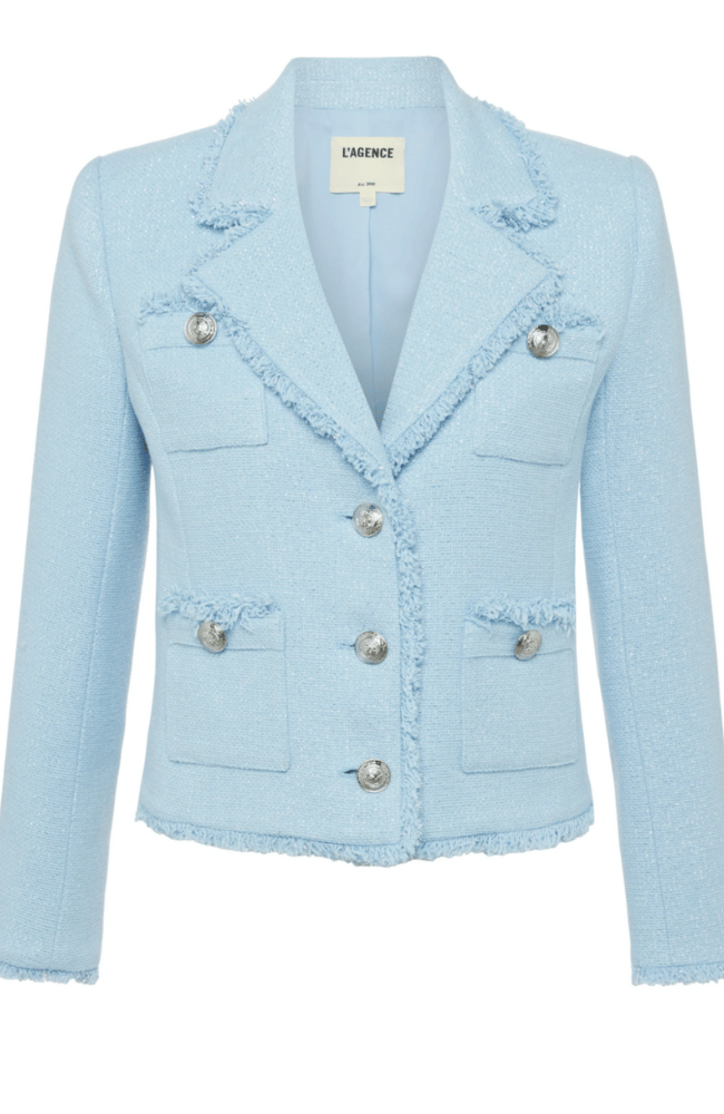 SYLVIA COLLARD JACKET PALE BLUE SILVER-L&#39; AGENCE-FLOW by nicole