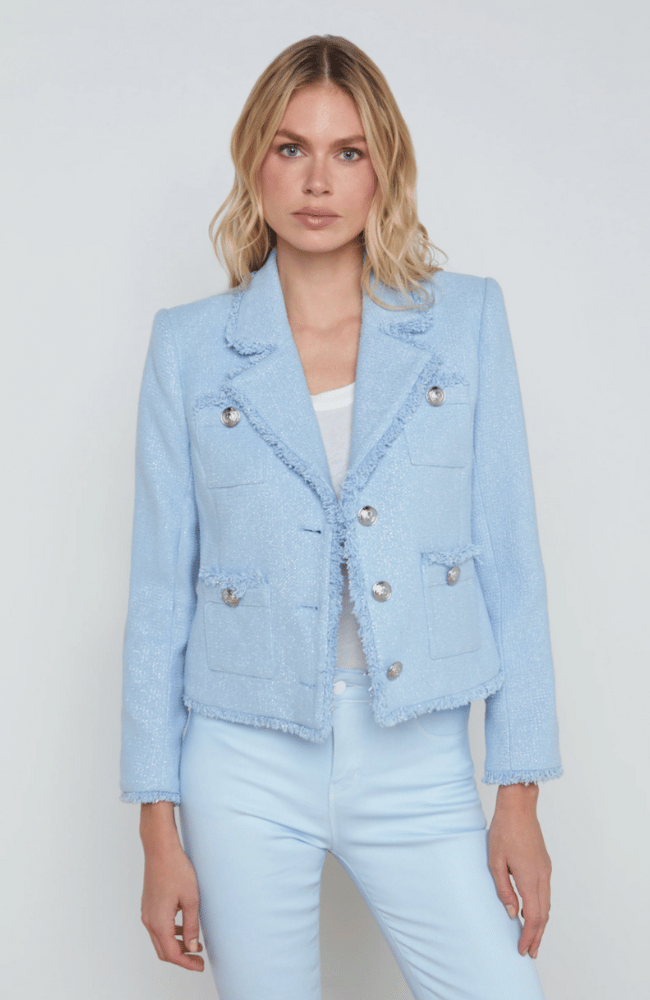 SYLVIA COLLARD JACKET PALE BLUE SILVER-L' AGENCE-FLOW by nicole