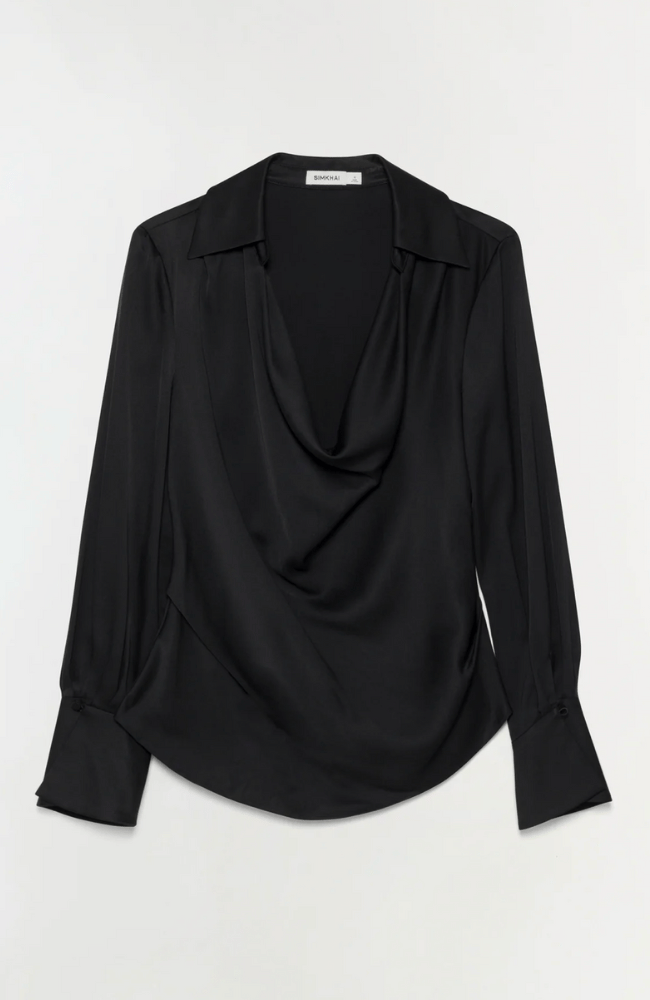 SYMONE SATIN TOP in BLACK-SIMKHAI-FLOW by nicole