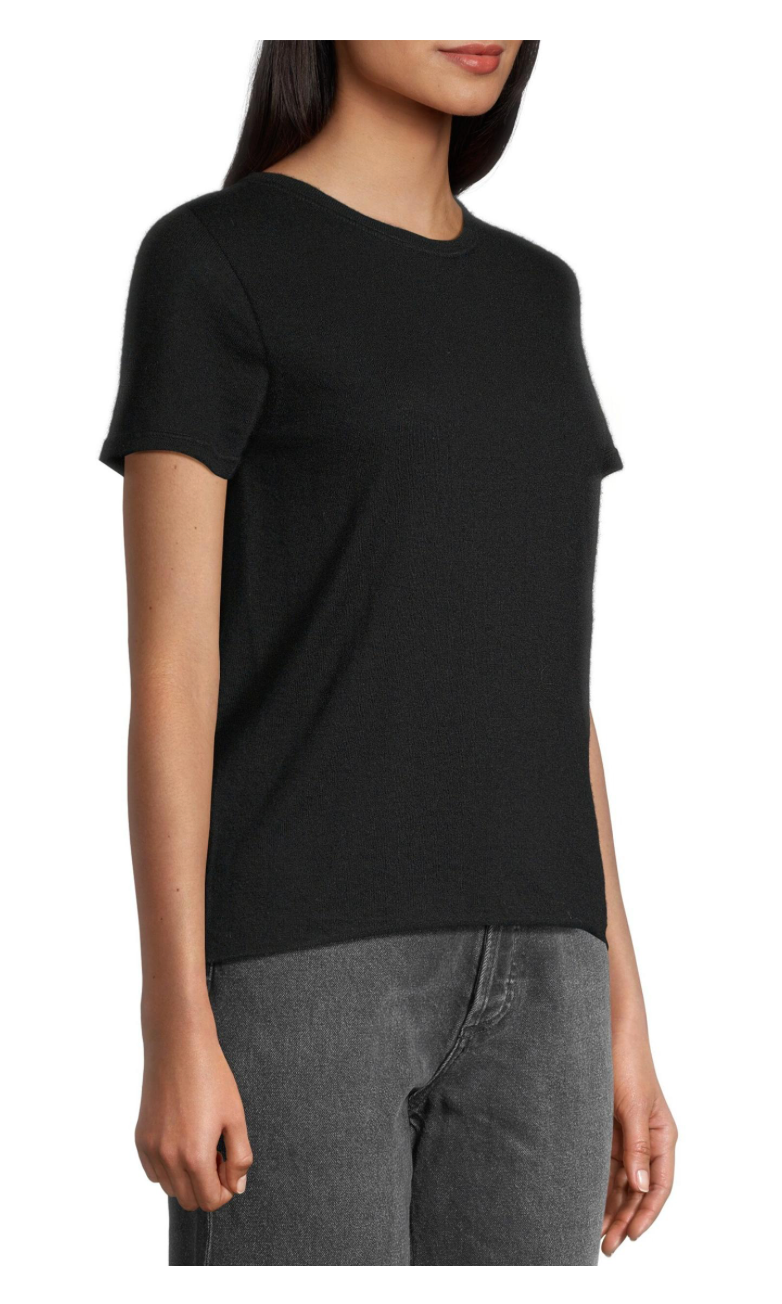 MACHINE WASHABLE CASMHERE T-SHIRT in BLACK