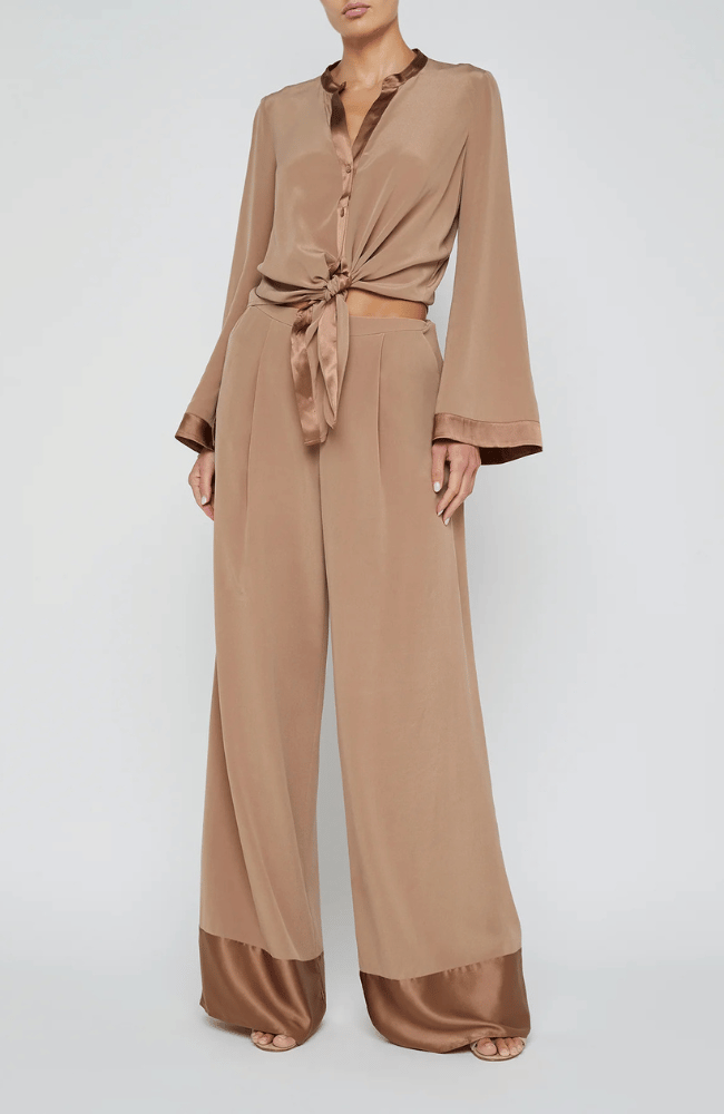 TAVIA PULL ON TROUSER in CHOCOLATE MALT-L'AGENCE-FLOW by nicole