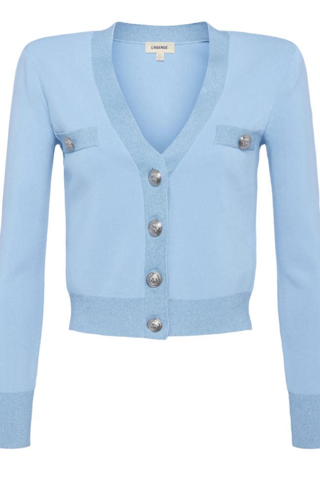 TAYA CROPPED CARDIGAN - BLUE FOG-L&#39;AGENCE-FLOW by nicole