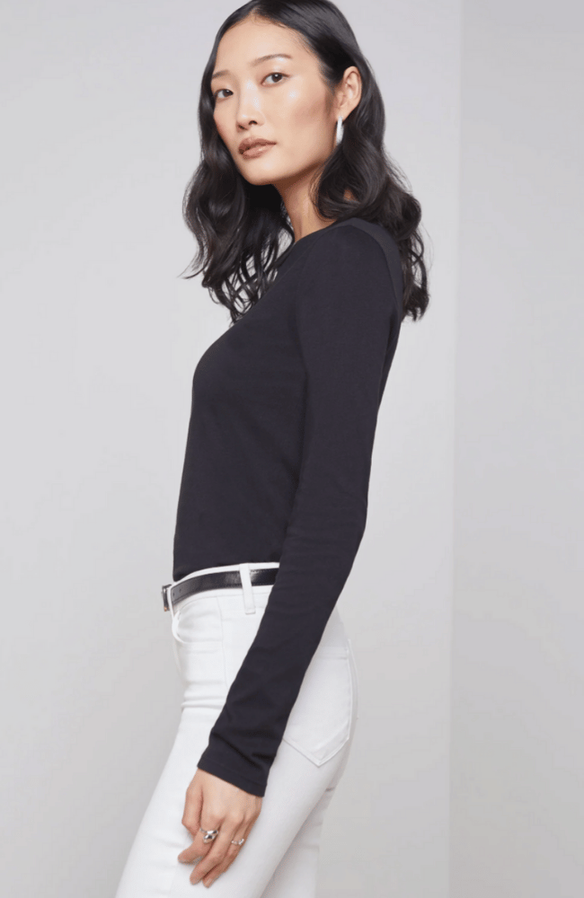 TESS CREWNECK in BLACK-L'AGENCE-FLOW by nicole