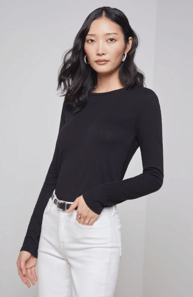 TESS CREWNECK in BLACK-L'AGENCE-FLOW by nicole