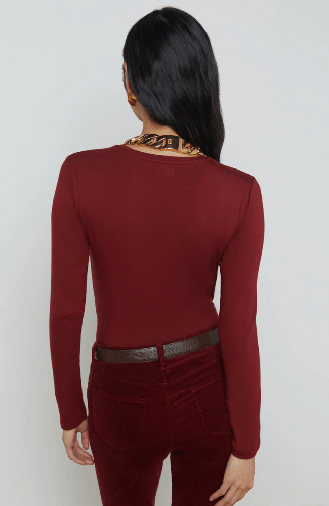 TESS LONG SLEEVE CREW in SYRAH-L&#39; AGENCE-FLOW by nicole