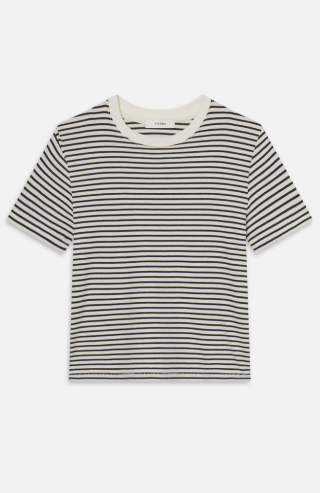 THE BABY TEE in NAVY MULTI-FRAME-FLOW by nicole