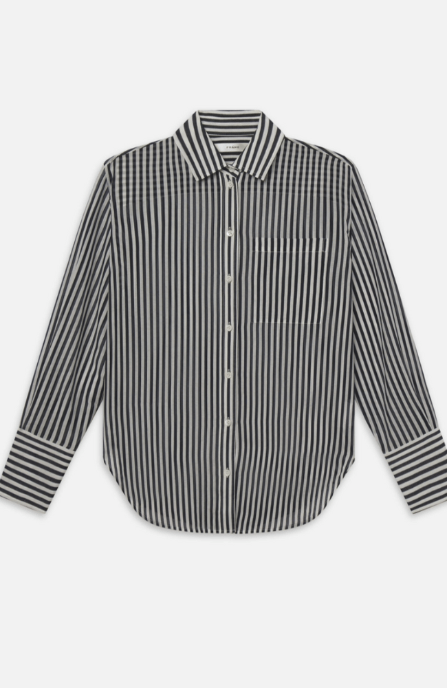 THE OVERSHIZED POCKET SHIRT - NAVY MULTI-FRAME-FLOW by nicole