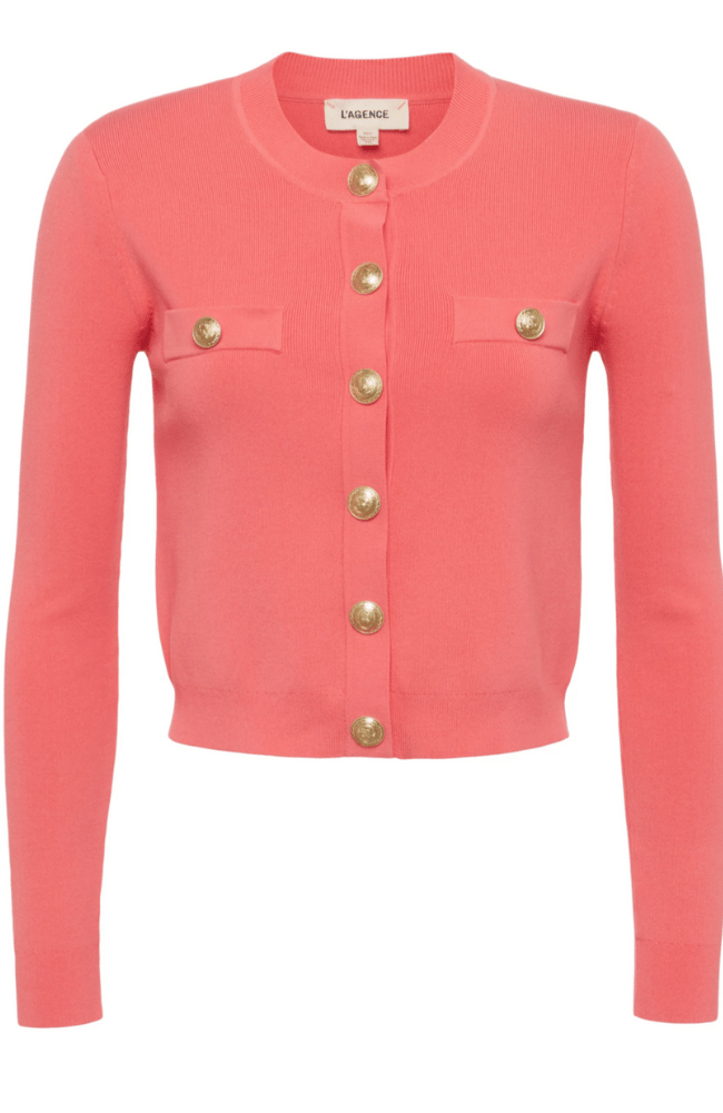 TOULOUSE CARDIGAN in CORAL ROSE/GOLD-L'AGENCE-FLOW by nicole