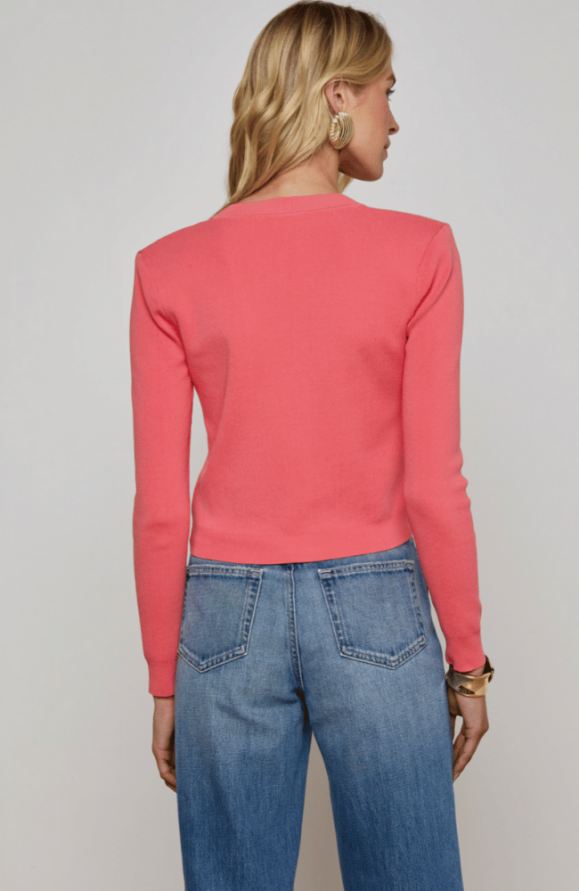 TOULOUSE CARDIGAN in CORAL ROSE/GOLD-L&#39;AGENCE-FLOW by nicole