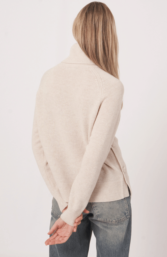 TURTLENECK SWEATER with BUTTON SIDES - MOONDUST-REPEAT-FLOW by nicole