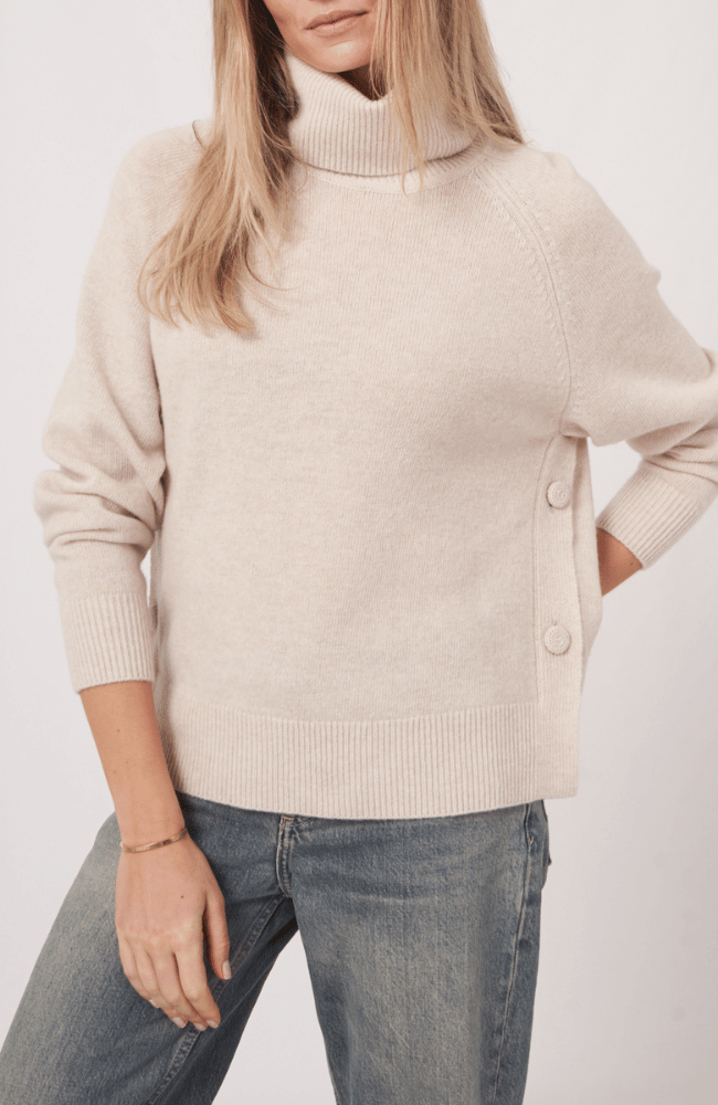 TURTLENECK SWEATER with BUTTON SIDES - MOONDUST-REPEAT-FLOW by nicole