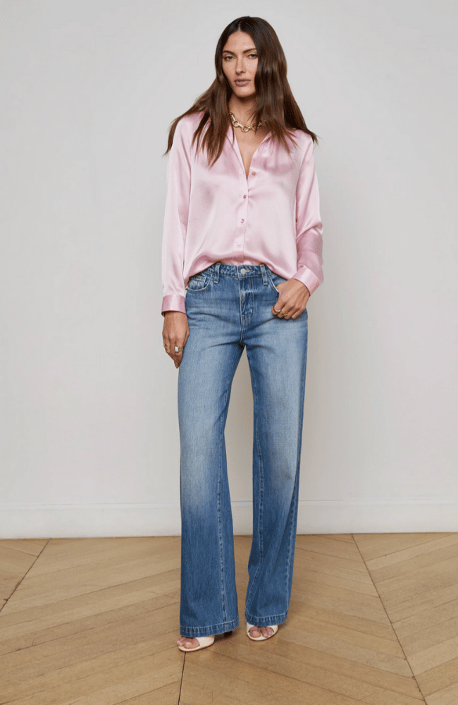 TYLER BLOUSE in BLUSH-L&#39;AGENCE-FLOW by nicole