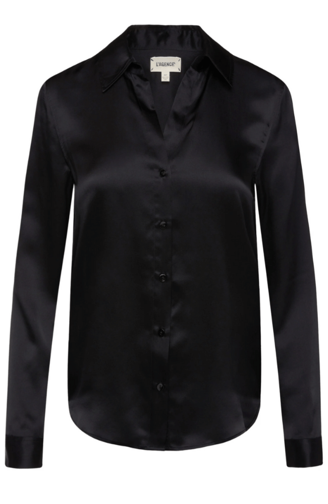 TYLER SILK BLOUSE - BLACK-L&#39; AGENCE-FLOW by nicole