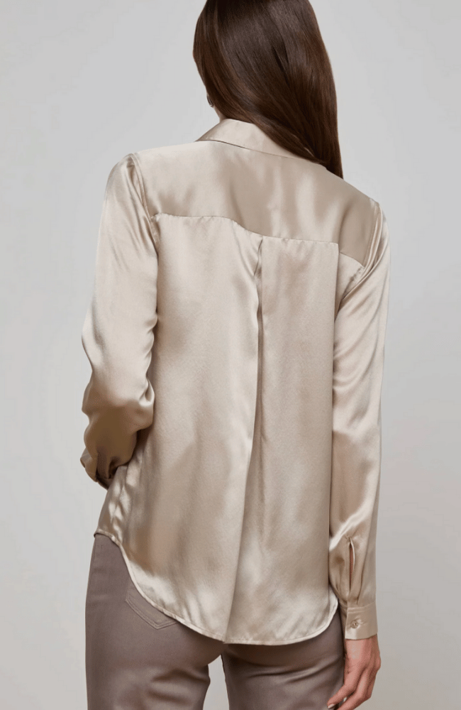 TYLER SILK BLOUSE in SMOKE GREY-L&#39;AGENCE-FLOW by nicole