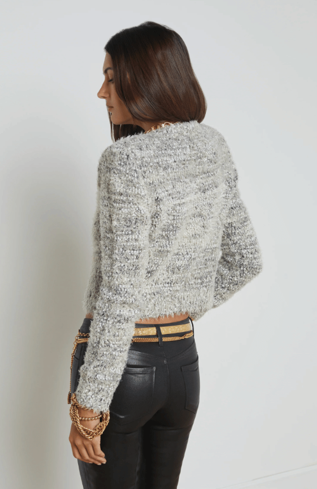 UNA CARDIGAN - BLACK/IVORY/GOLD MULTI-L&#39; AGENCE-FLOW by nicole