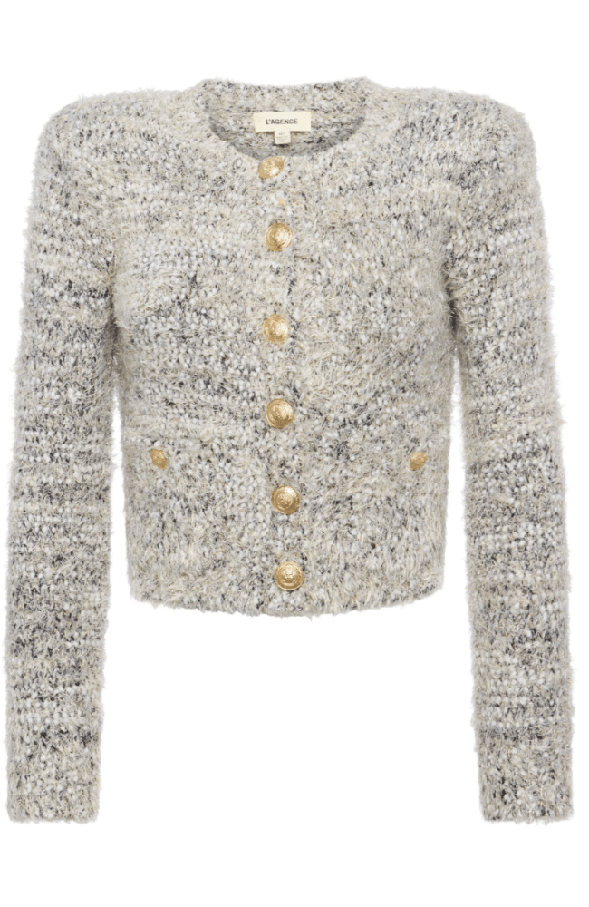 UNA CARDIGAN - BLACK/IVORY/GOLD MULTI-L&#39; AGENCE-FLOW by nicole