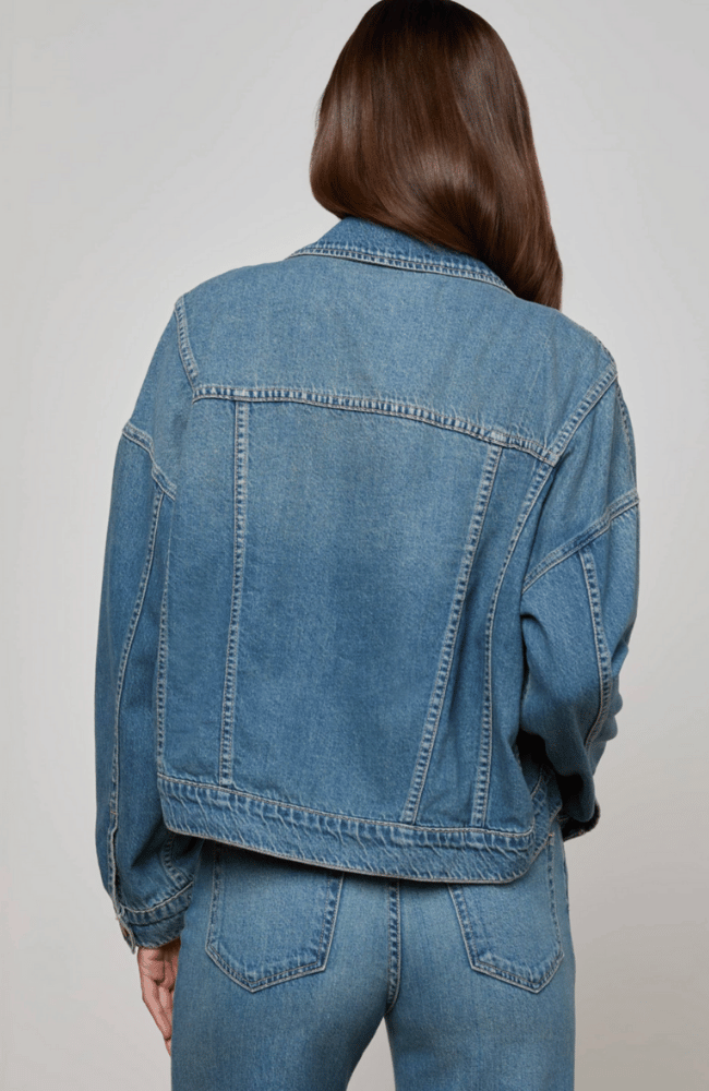 VIANNEY HI-LO CROP DENIM JACKET in FARGO-L&#39;AGENCE-FLOW by nicole