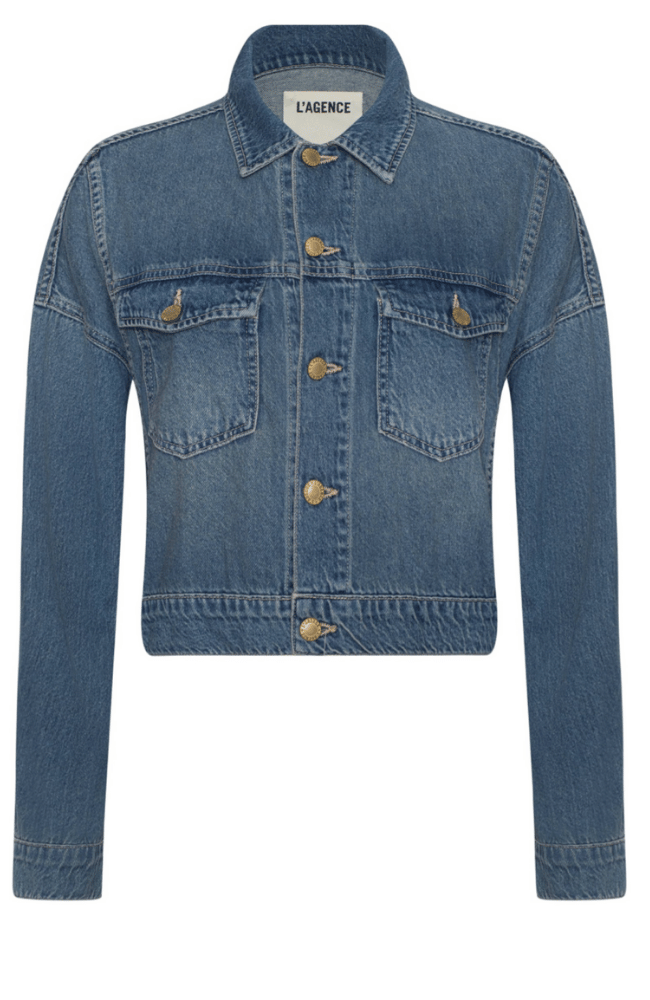 VIANNEY HI-LO CROP DENIM JACKET in FARGO-L&#39;AGENCE-FLOW by nicole