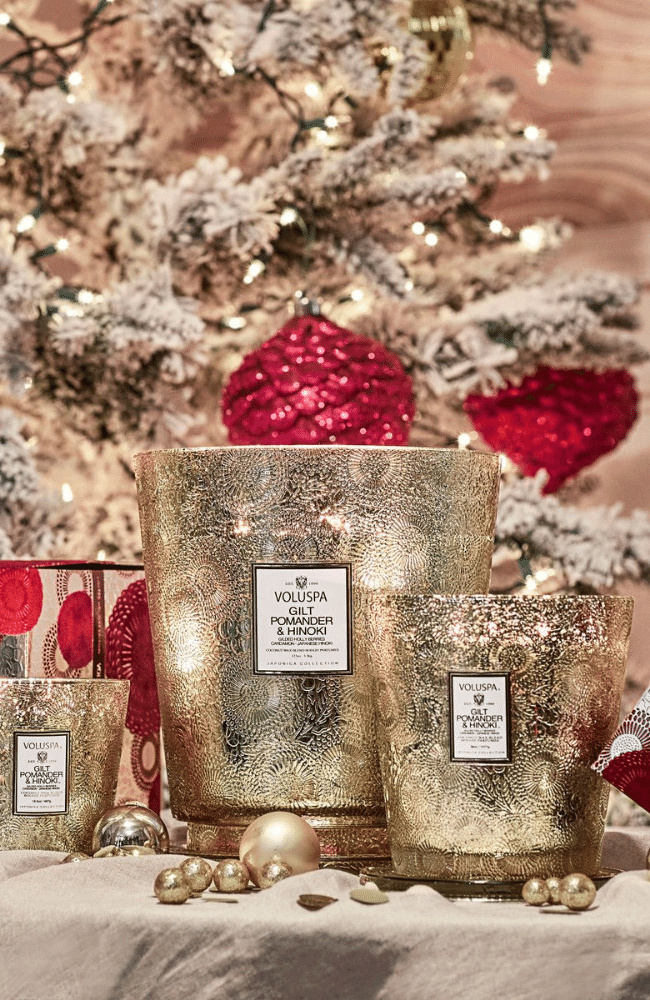 GILT HINOKI & POMANDER | LARGE JAR CANDLE-VOLUSPA-FLOW BY NICOLE CANADA