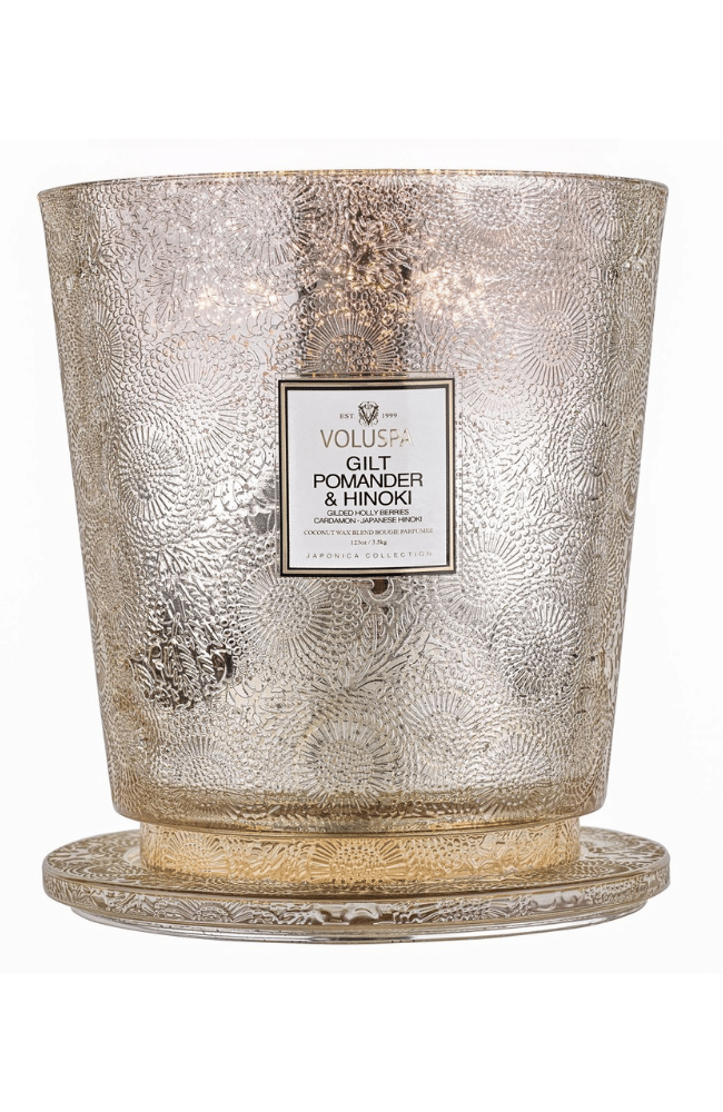 GILT POMANDER & HINOKI | 5 WICK HEARTH CANDLE-VOLUSPA-FLOW BY NICOLE CANADA