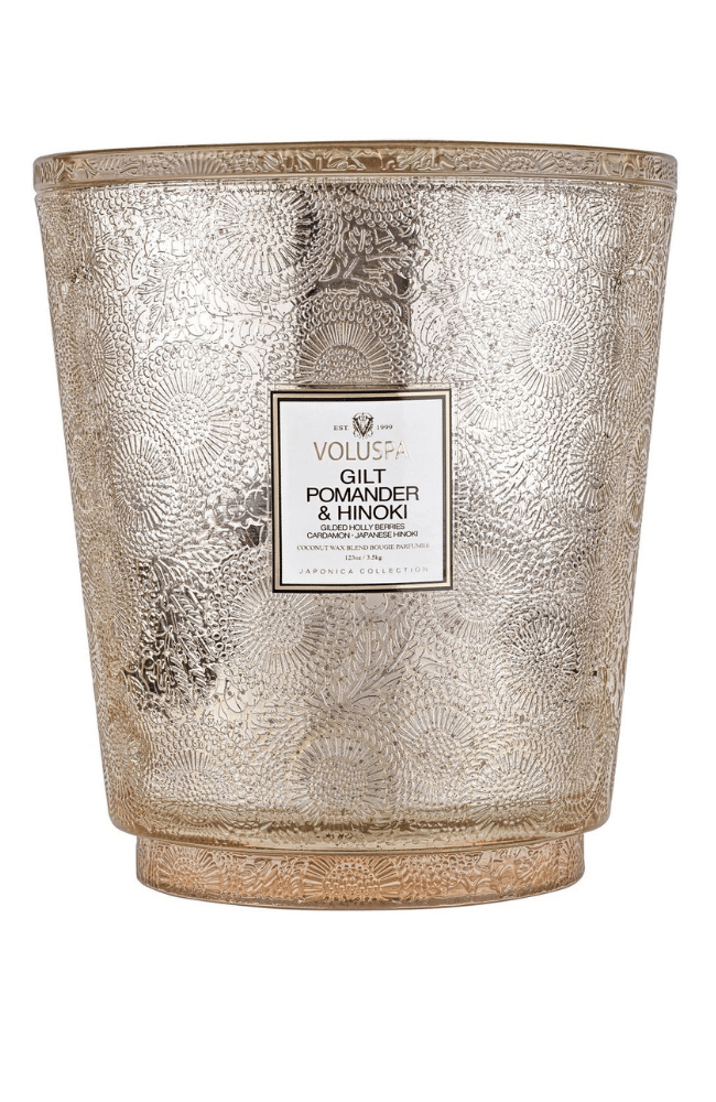GILT POMANDER & HINOKI | 5 WICK HEARTH CANDLE-VOLUSPA-FLOW BY NICOLE CANADA