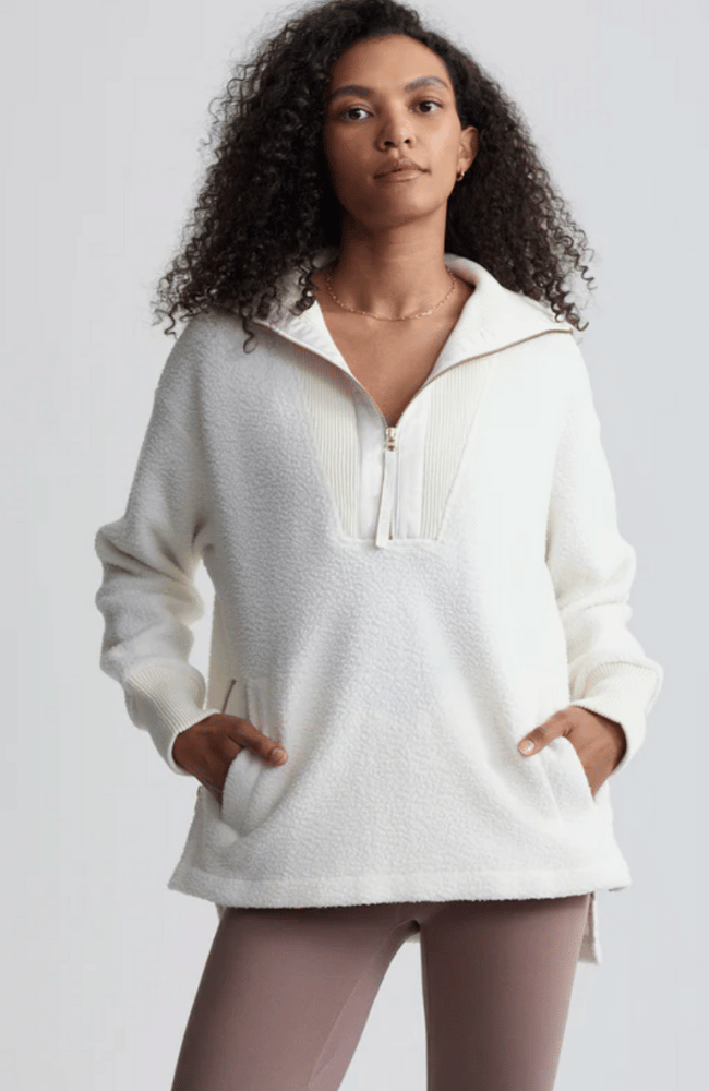 WALLACE HALF ZIP FLEECE - EGRET-Varley-FLOW by nicole