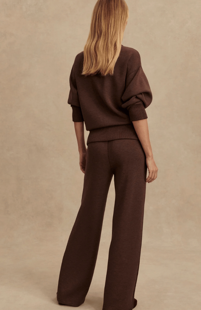 WIDE LEG PANT 28" in COFFEE BEAN MARL-Varley-FLOW by nicole