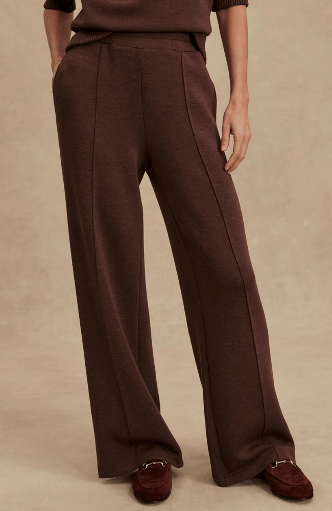 WIDE LEG PANT 28" in COFFEE BEAN MARL-Varley-FLOW by nicole