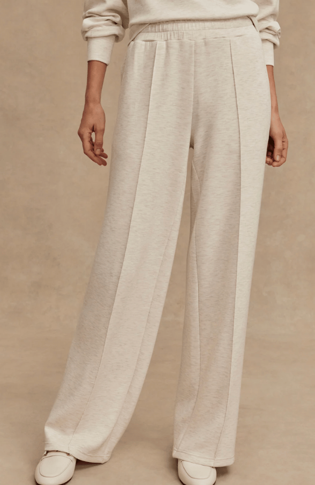WIDE LEG PANT 30" in IVORY MARL-Varley-FLOW by nicole