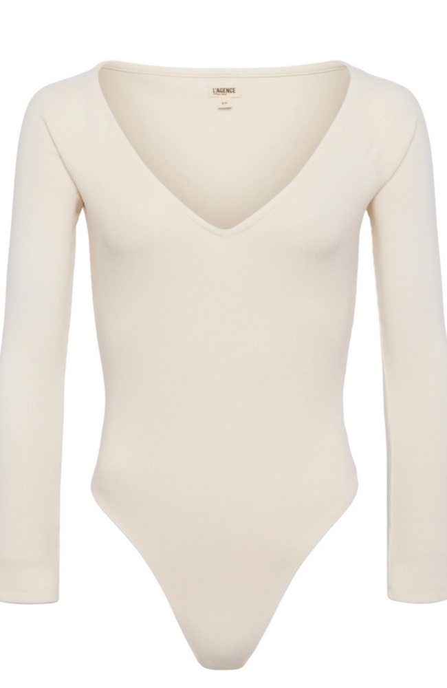 WINONA V NECK BODY SUIT IVORY-L&#39;AGENCE-FLOW by nicole