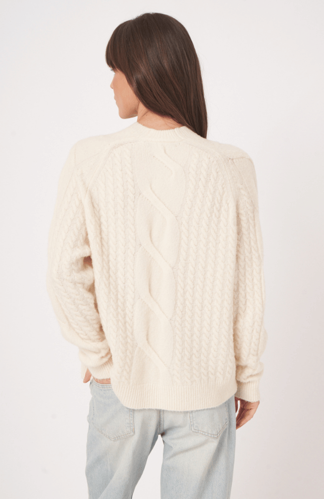 WOOL BLEND KNITTED PULLOVER in CREAM-REPEAT-FLOW by nicole