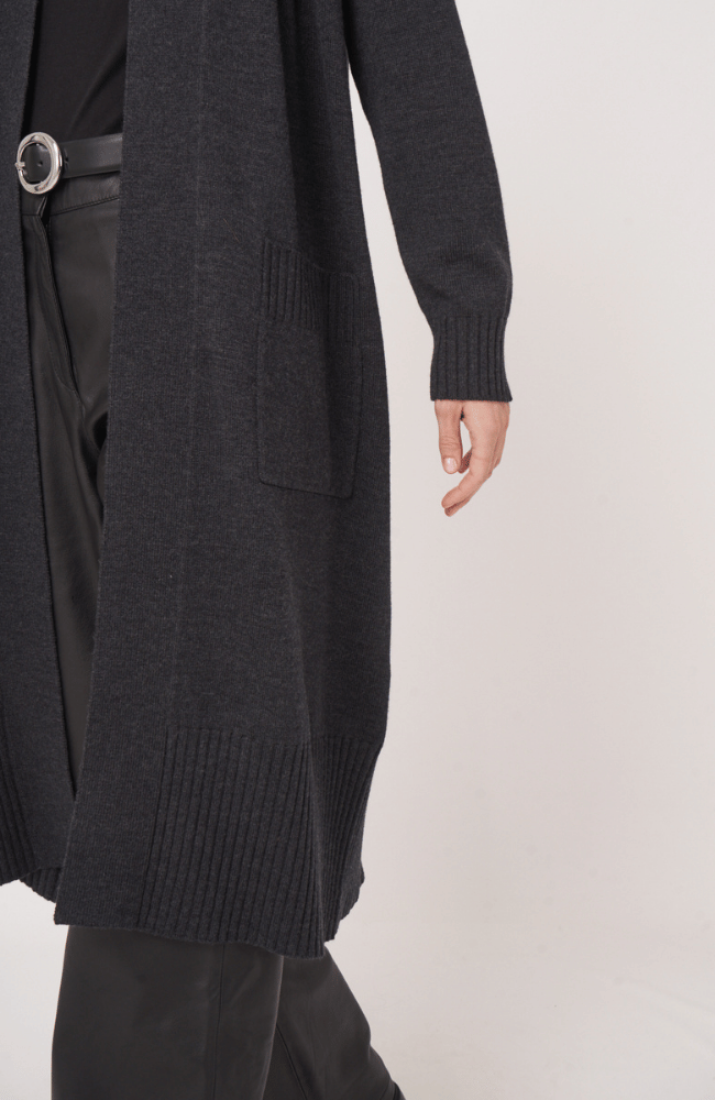 WOOL KNITTED CARDIGAN in DARK GREY-REPEAT-FLOW by nicole