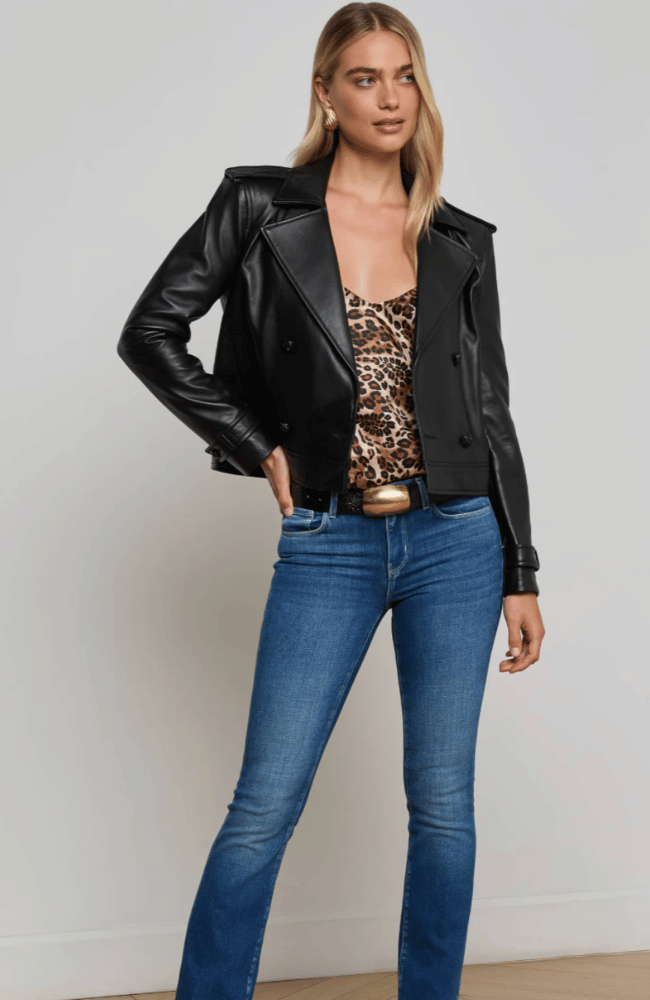 XOEY CROPPED TRENCH JACKET in BLACK-L&#39;AGENCE-FLOW by nicole