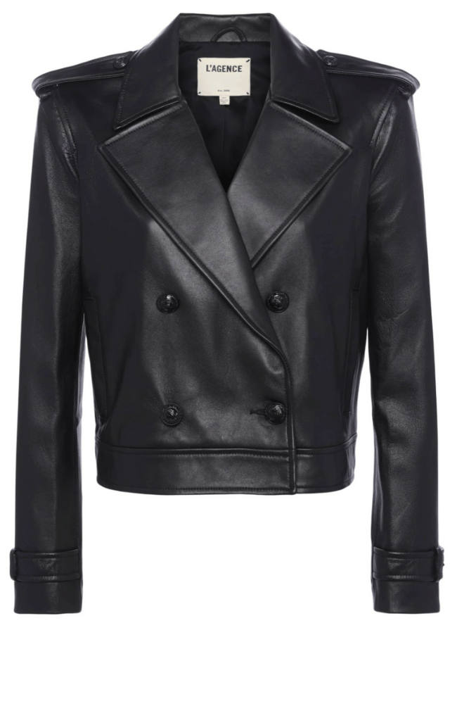 XOEY CROPPED TRENCH JACKET in BLACK-L&#39;AGENCE-FLOW by nicole