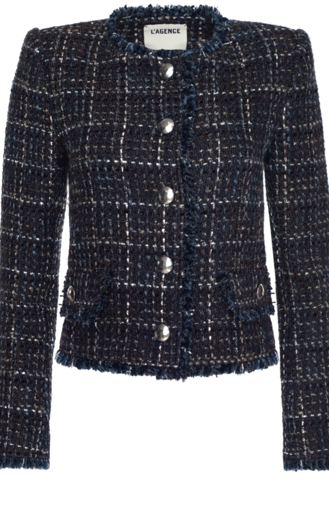 ZAYA TWEED BLAZER in MIDNIGHT BROWN MULTI-L'AGENCE-FLOW by nicole