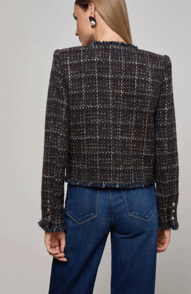 ZAYA TWEED BLAZER in MIDNIGHT BROWN MULTI-L&#39;AGENCE-FLOW by nicole