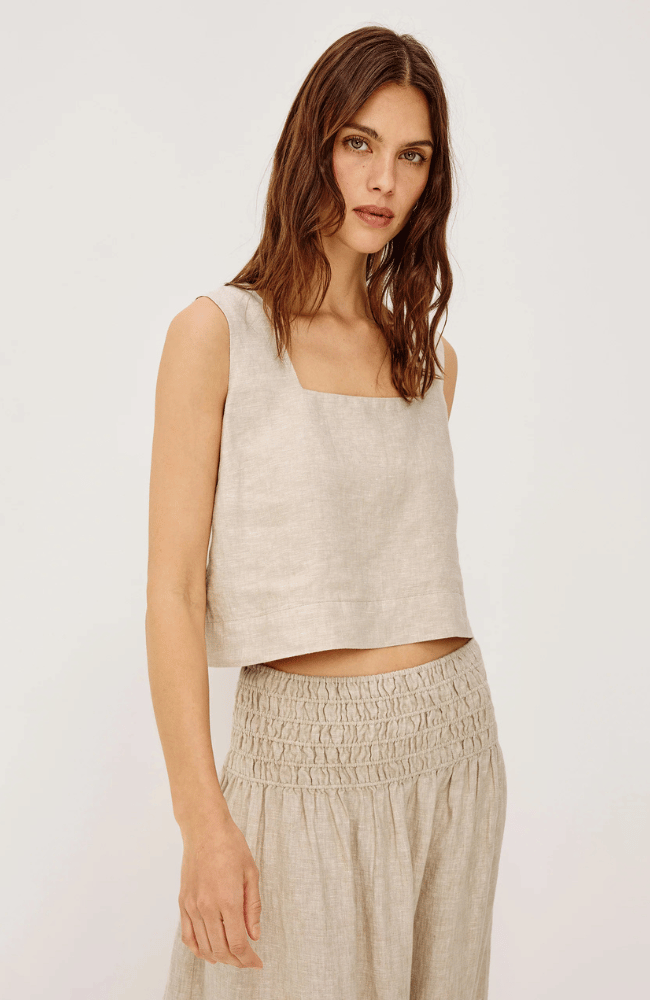 AKIRA TOP in HEATHERED FLAX-RAILS-FLOW BY NICOLE CANADA