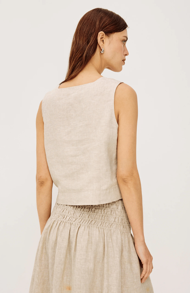 AKIRA TOP in HEATHERED FLAX-RAILS-FLOW BY NICOLE CANADA